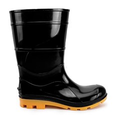 BOTA PVC CANO MEDIO PRETA SOLA AMARELA SEM FORRO 40 MOD208 - CRIVAL