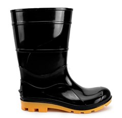 BOTA PVC CANO MEDIO PRETA SOLA AMARELA SEM FORRO 44/45 MOD208 - CRIVAL