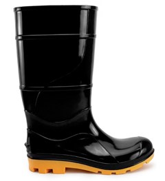 BOTA PVC CANO LONGO PRETA SOLA AMARELA S/FORRO 39 MOD250 - CRIVAL