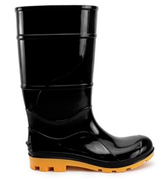 BOTA PVC CANO LONGO PRETA SOLA AMARELA S/FORRO 41 MOD250 - CRIVAL