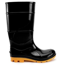 BOTA PVC CANO LONGO PRETA SOLA AMARELA S/FORRO 43 MOD250 - CRIVAL
