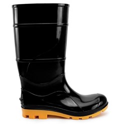 BOTA PVC CANO LONGO PRETA SOLA AMARELA S/FORRO 44/45 MOD250 - CRIVAL