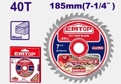 SERRA CIRCULAR P/MADEIRA 185MM (7.1/4”) 40D - EMTOP