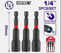 KIT SOQUETE MAGNETICO SEXTAVADO 1/4X65MM 3PCS POLIDO - EMTOP