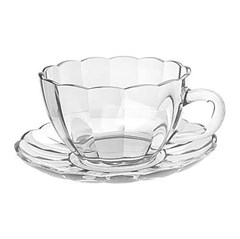 JOGO XICARA CHA C/PIRES VIDRO PEACH 240ML TRANSPARENTE 6PCS - HAUSKRAFT