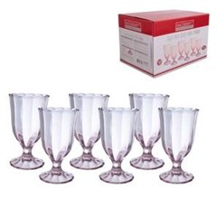 JOGO TACA VIDRO AG/VI PEACH 340ML ROSA 6PCS - HAUSKRAFT