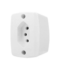 TOMADA DE SOBREPOR RETANGULAR 2P+T 10A BRANCA - ILUMI