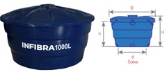 CAIXA D AGUA 1000 LTS S/TAMPA - INFIBRA