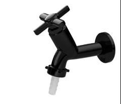 TORNEIRA PLASTICA TANQUE 10CM SILICIA C/BICO PRETO - HERC