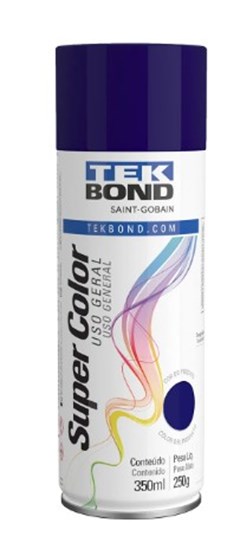 TINTA SPRAY SUPER COLOR USO GERAL 350ML AZUL ESCURO - TEK BOND