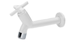 TORNEIRA PLASTICA TANQUE 15CM SILICIA C/AREJADOR BRANCO - HERC