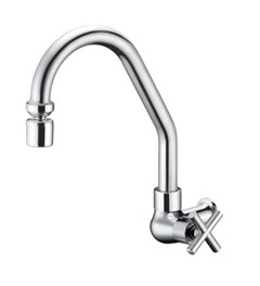 TORNEIRA METAL COZINHA PAREDE BICA ALTA CLOVER 1/2” 1/4 VOLTA CROMADA - PARCE