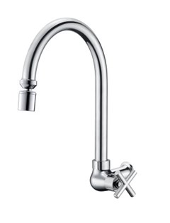 TORNEIRA METAL COZINHA PAREDE BICA BAIXA CLOVER 1/2” 1/4 VOLTA CROMADA - PARCE