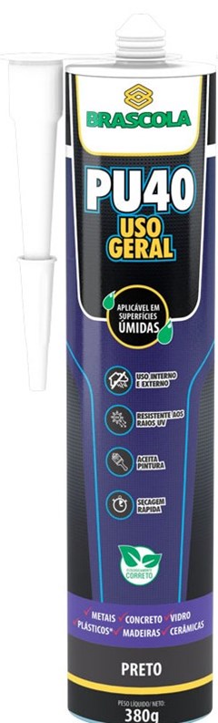 ADESIVO USO GERAL 380G PU40 PRETO - BRASCOLA