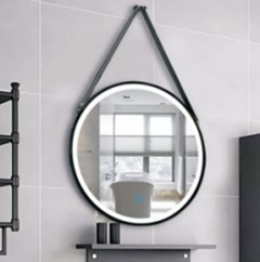 ESPELHO LUMIERE REDONDO C/CINTA E LED 60CM PRETO - PARCE