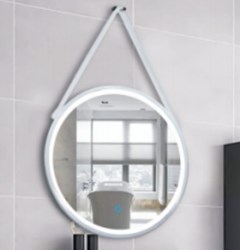ESPELHO LUMIERE REDONDO C/CINTA E LED 60CM BRANCO - PARCE