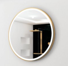 ESPELHO CRISTAL REDONDO C/LED 60CM DOURADO - PARCE