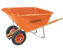 CARRINHO DE MAO CACAMBA PLASTICA LARANJA 200L BRACO MADEIRA - TRAMONTINA