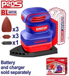 LIXADEIRA ORBITAL 20V S/BATERIA C/KIT LIXAS - EMTOP