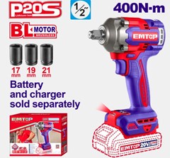 CHAVE DE IMPACTO 400N-M 1/2 S/BATERIA BIVOLT - EMTOP