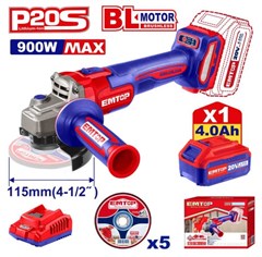 ESMERILHADEIRA ANGULAR 115MM (4.1/2) 900W C/BATERIA BIVOLT - EMTOP