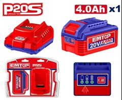 KIT CONJUNTO BATERIA 4AH + CARREGADOR 20V BIVOLT - EMTOP