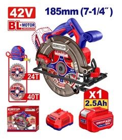 SERRA CIRCULAR 185MM (7 1/4) 42V C/BATERIA 2.5AH - EMTOP