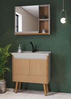 CONJUNTO P/BANHEIRO MDP VOLGA 800 FENDI MADEIRAL BRANCO - GAAM