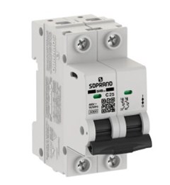 DISJUNTOR DIN BIPOLAR 25A SHB2 GIII - SOPRANO