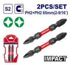 KIT ACESSORIOS PONTA PHILLIPS PH2 ACO RAPIDO BITS 02PCS 65MM - EMTOP