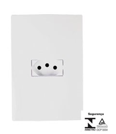 TOMADA EMBUTIR C/PLACA 2P+T 10A 250V BRANCA - ILUMI