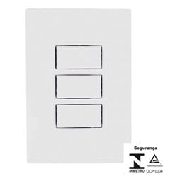 INTERRUPTOR DE EMBUTIR 3 TECLA COM PLACA SIMPLES 10A 250V VIVAZ BRANCO - ILUMI
