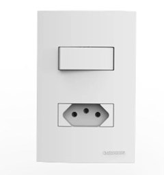 INTERRUPTOR DE EMBUTIR 1 TECLA + TOMADA COM PLACA 10A BRAVA UP BRANCA - SOPRANO