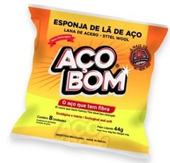 ESPONJA DE LA DE ACO PACOTE C/8 UND - AÇOBOM