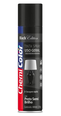 TINTA SPRAY USO GERAL 400ML PRETO SEMI BRILHO - CHEMICOLOR