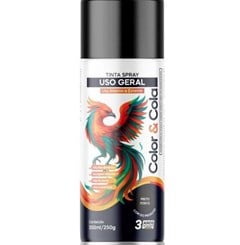 TINTA SPRAY USO GERAL 350ML PRETO FOSCO - COLOR&COLA