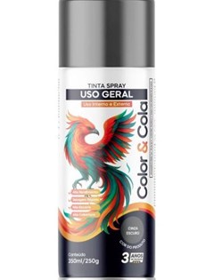 TINTA SPRAY USO GERAL 350ML CINZA ESCURO - COLOR&COLA