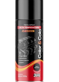 TINTA SPRAY ALTA TEMPERATURA 350ML PRETO BRILHANTE - COLOR&COLA