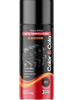 TINTA SPRAY ALTA TEMPERATURA 350ML PRETO FOSCO - COLOR&COLA